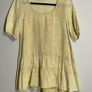 Easel Light Yellow Tiered Tunic Top